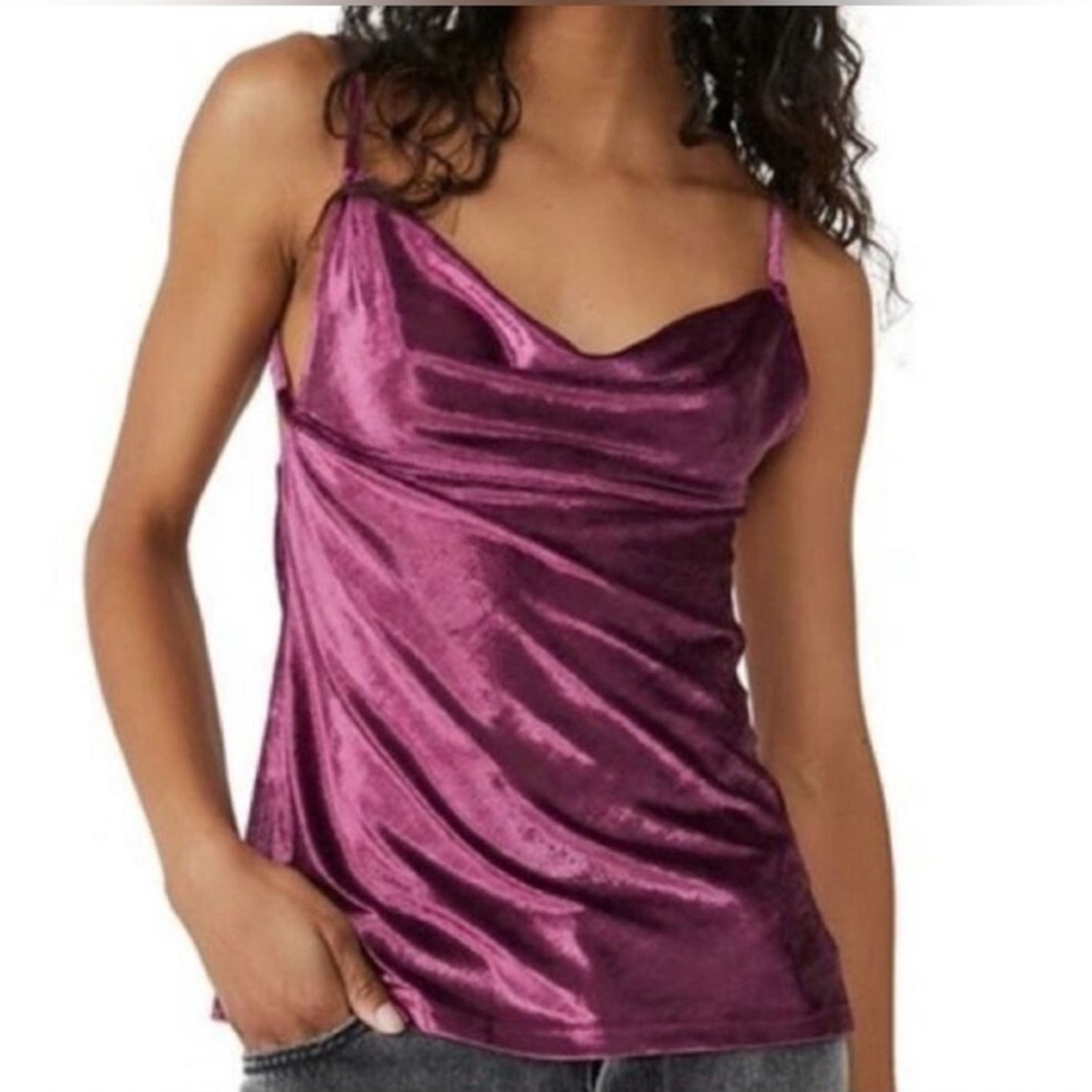 🎉HP🎉 NWT Free People All Night Velvet Camisole in Fig Jam, Size L